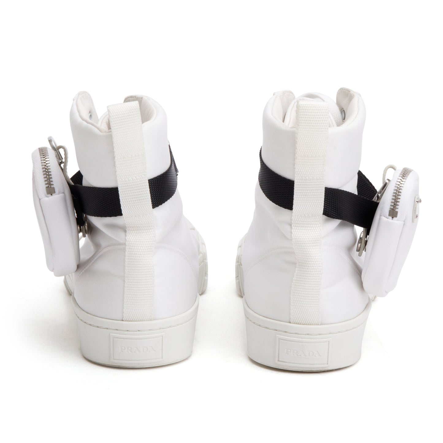 Prada White Re-Nylon Wheel High-Top Sneakers
