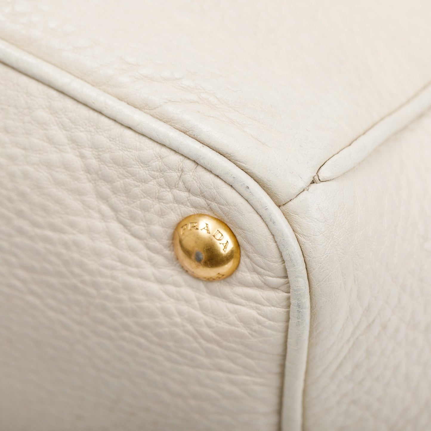 Prada White Vitello Daino Leather Tote