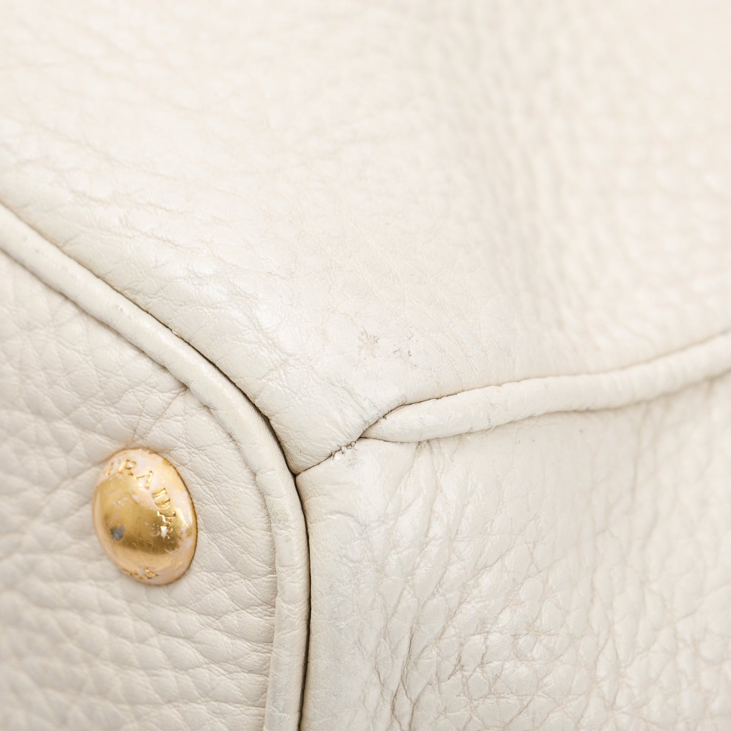 Prada White Vitello Daino Leather Tote