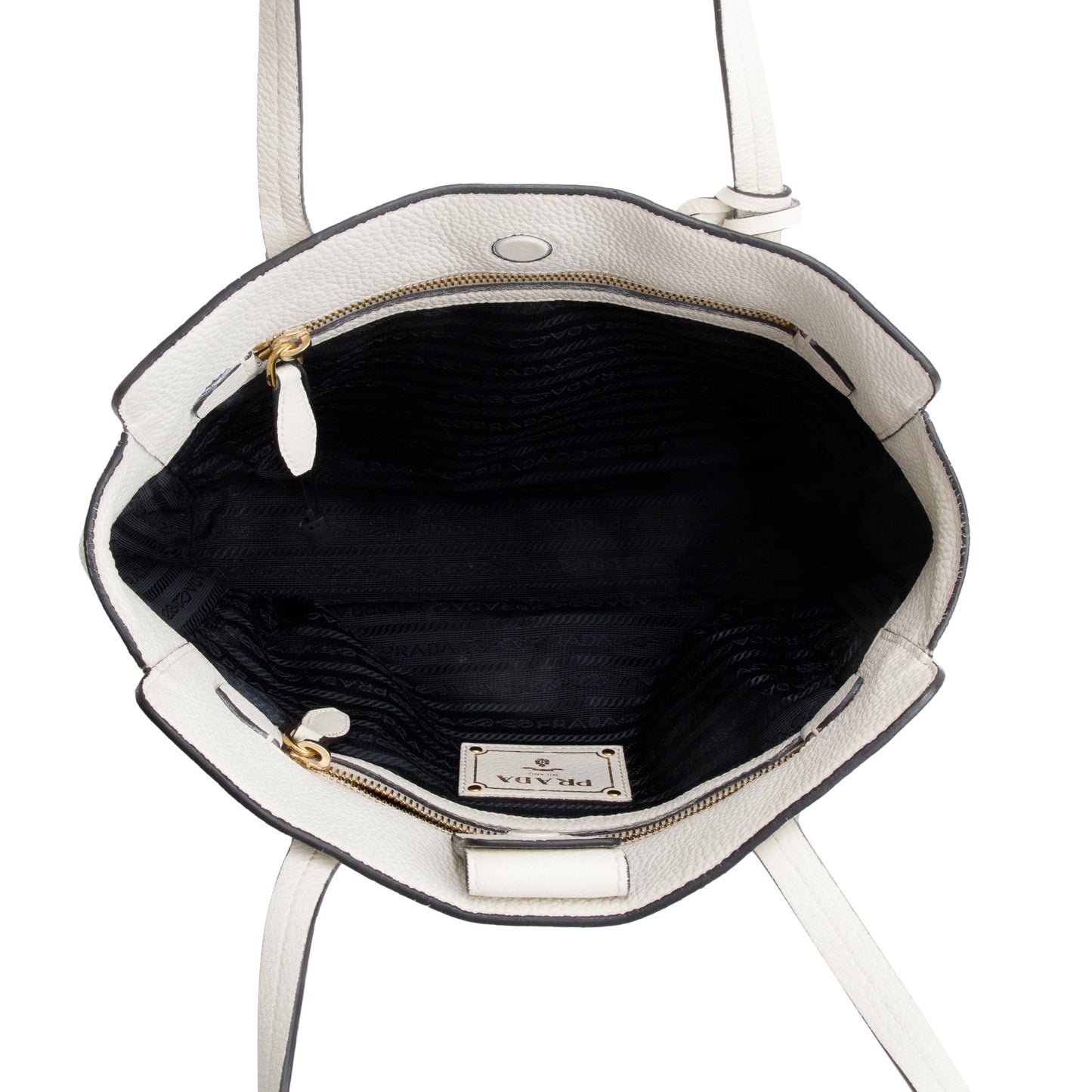 Prada White Vitello Phenix Shopping Tote