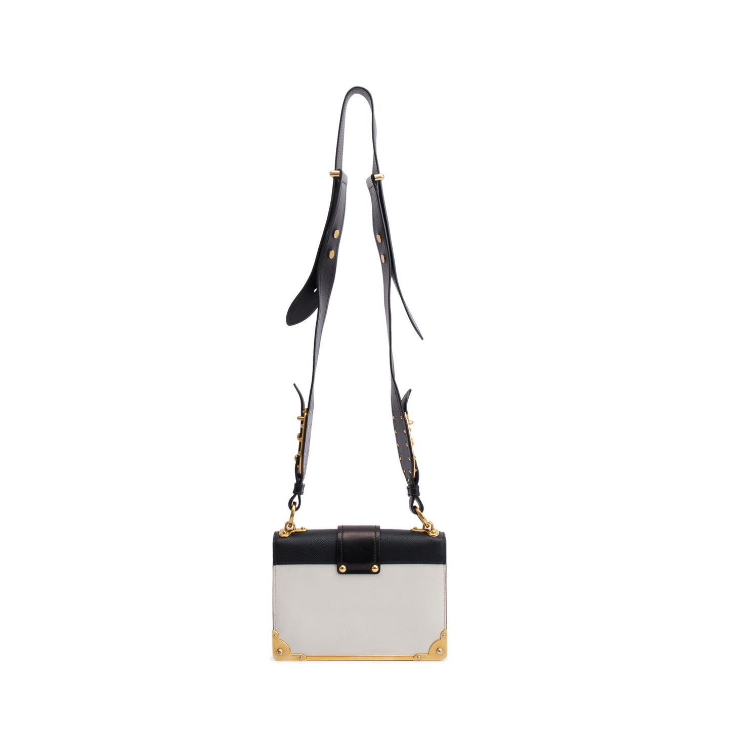 Prada White/Black City Calf Saffiano Cahier Bag