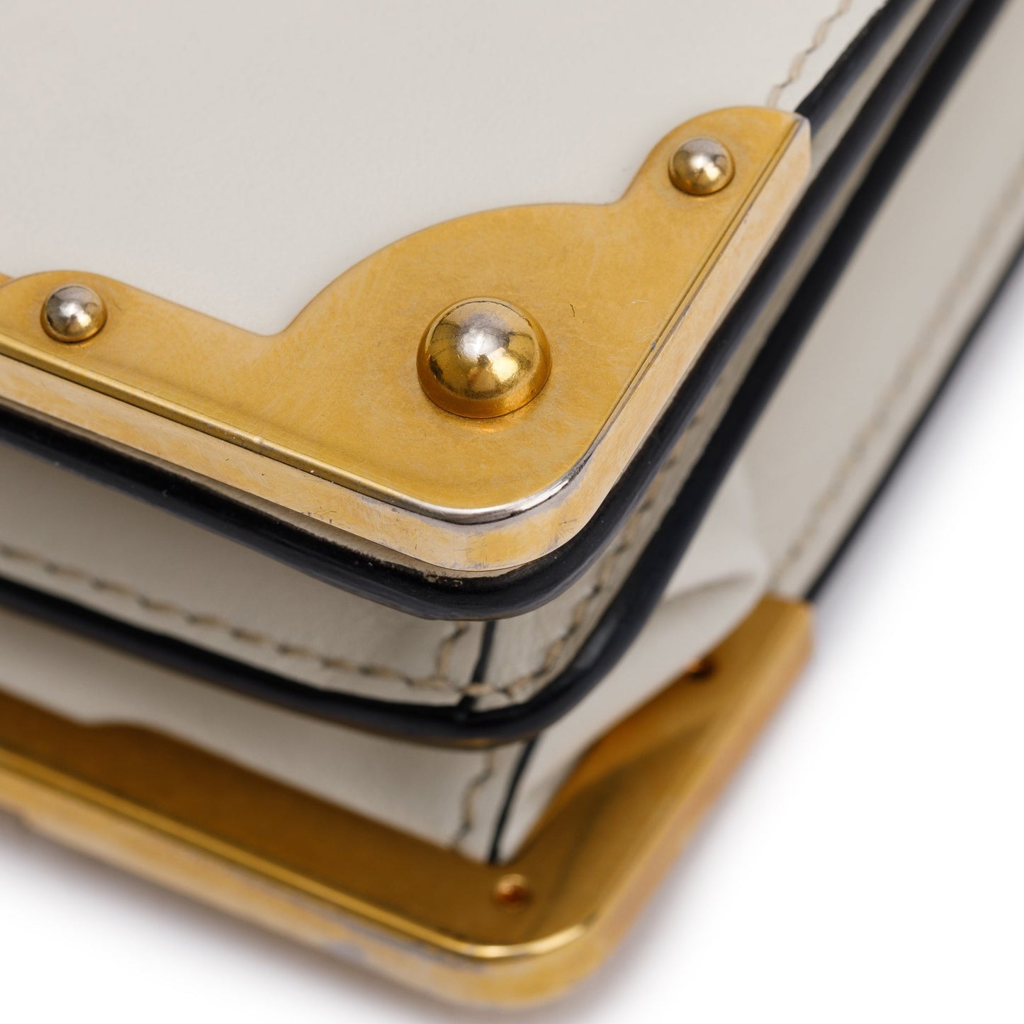Prada White/Black City Calf Saffiano Cahier Bag