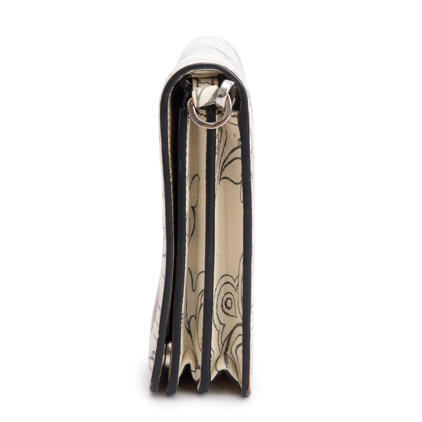 Prada X James Jean White Glace Calfskin Rabbit Print Wallet on Chain