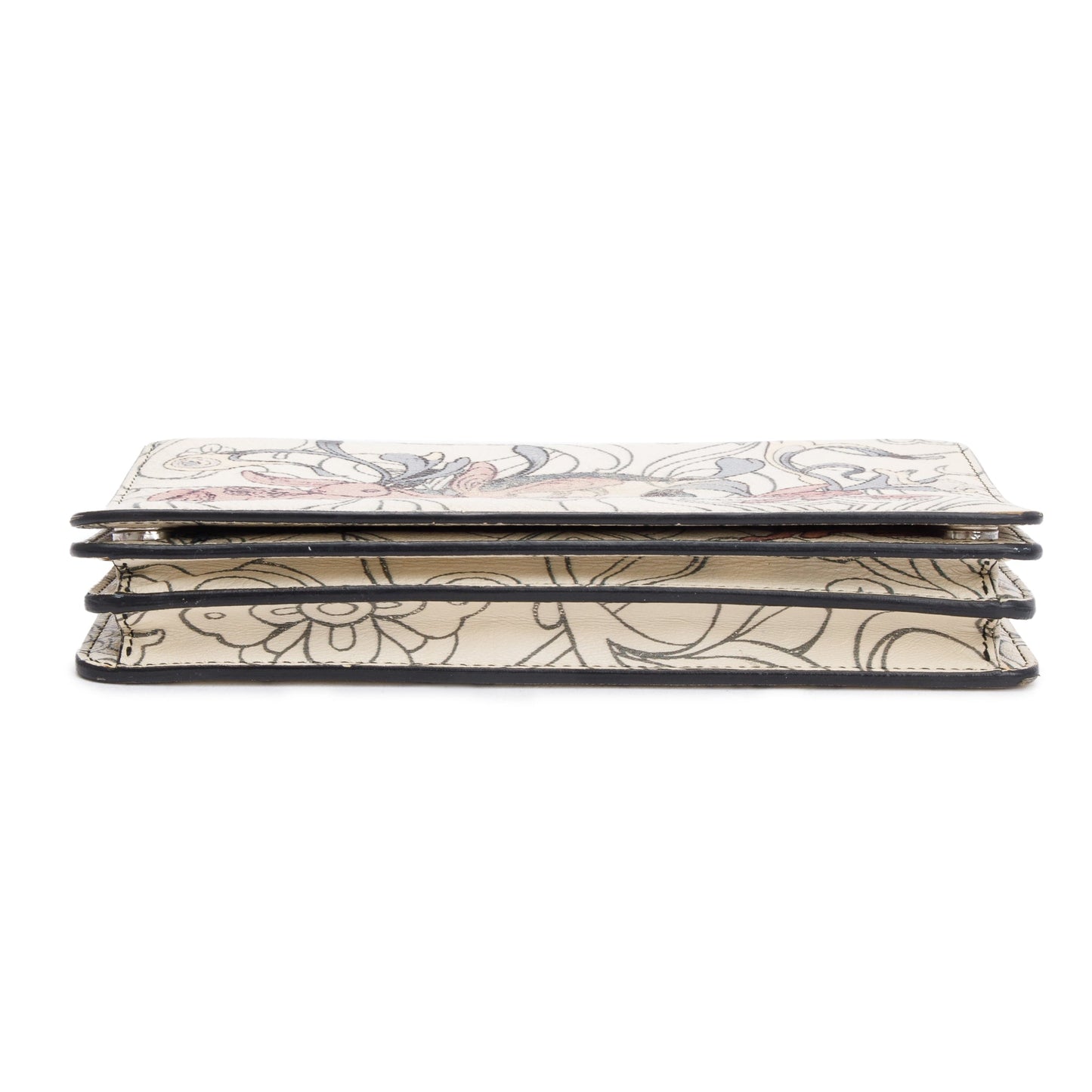 Prada X James Jean White Glace Calfskin Rabbit Print Wallet on Chain