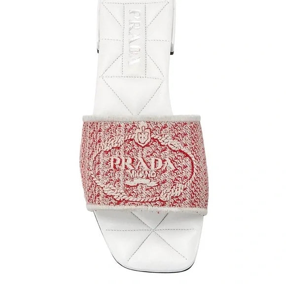 PRADA RICAMO JACQUARD EMBROIDERED SLIDES