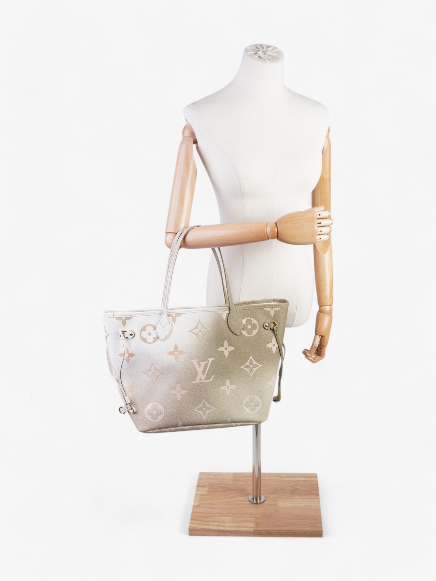 Louis Vuitton Neverfull Spring In The City Khaki / White / Beige Coated Canvas MM