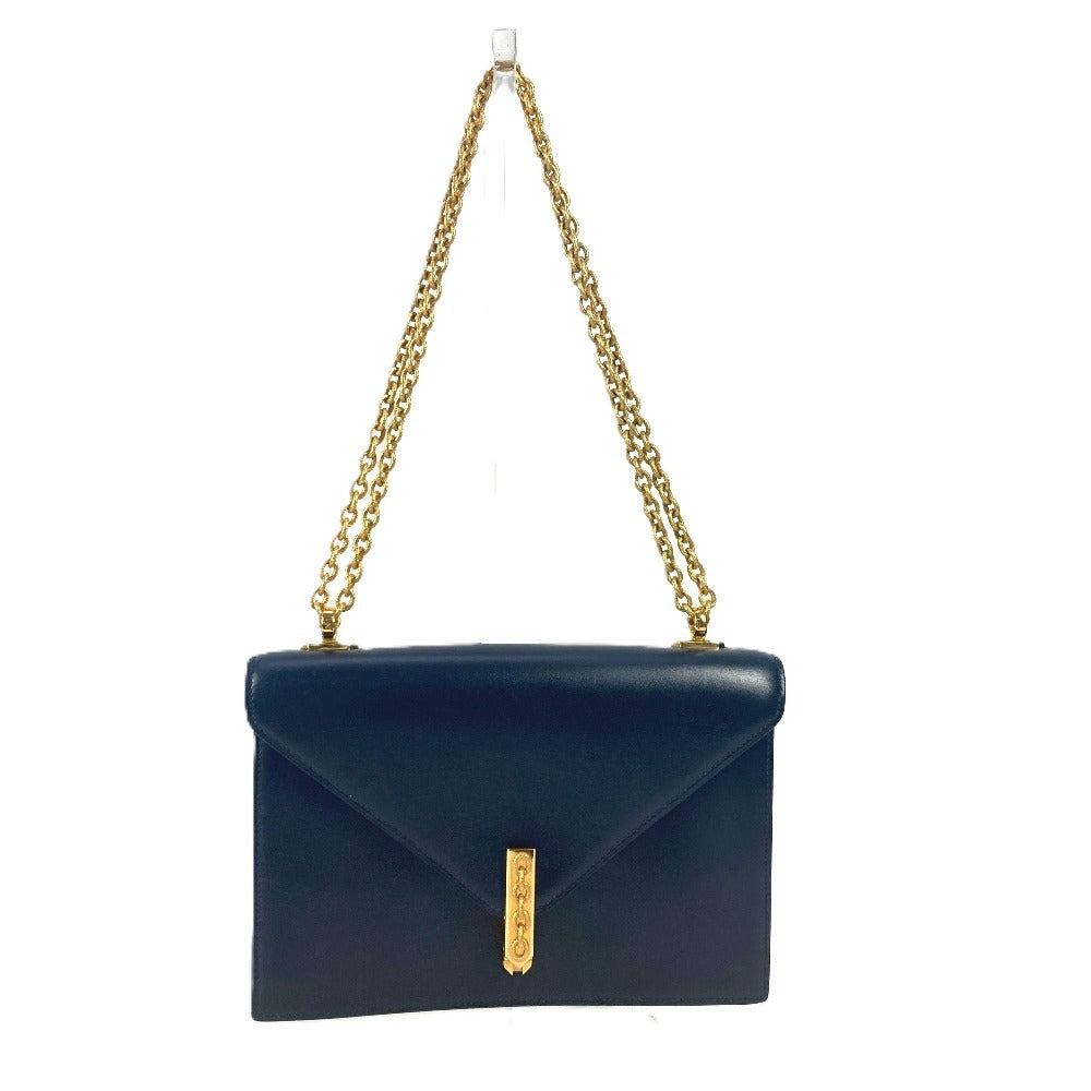 HERMES Shoulder Bag Box scarf Navy vintage Alcazar