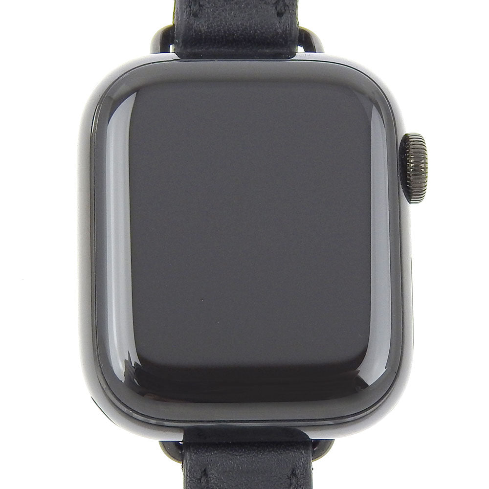 HERMES Watches Quartz WR-50M Stainless Steel , Embossed Leather black series 7 GPS Apple Watch Collaboration black dial Women