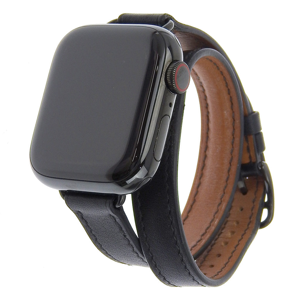 HERMES Watches Quartz WR-50M Stainless Steel , Embossed Leather black series 7 GPS Apple Watch Collaboration black dial Women