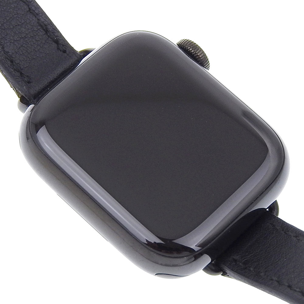 HERMES Watches Quartz WR-50M Stainless Steel , Embossed Leather black series 7 GPS Apple Watch Collaboration black dial Women