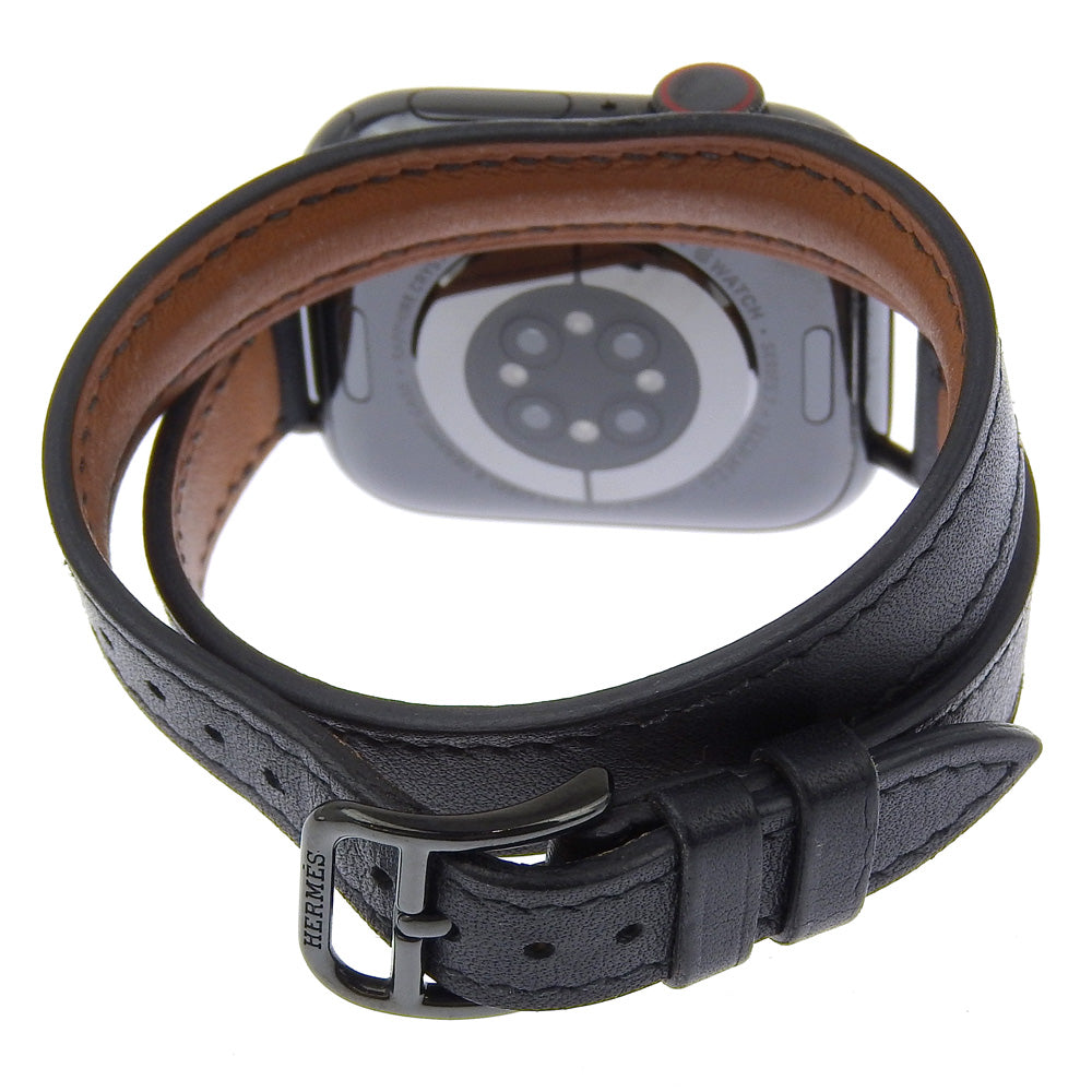 HERMES Watches Quartz WR-50M Stainless Steel , Embossed Leather black series 7 GPS Apple Watch Collaboration black dial Women