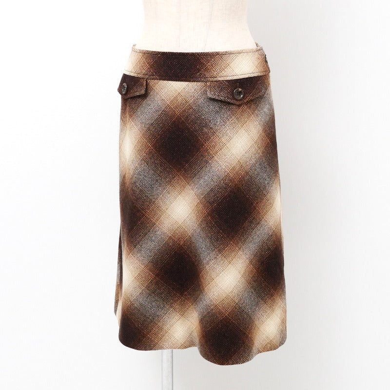 BURBERRY skirt FX366-863-55 wool Brown / Ivory Women 38