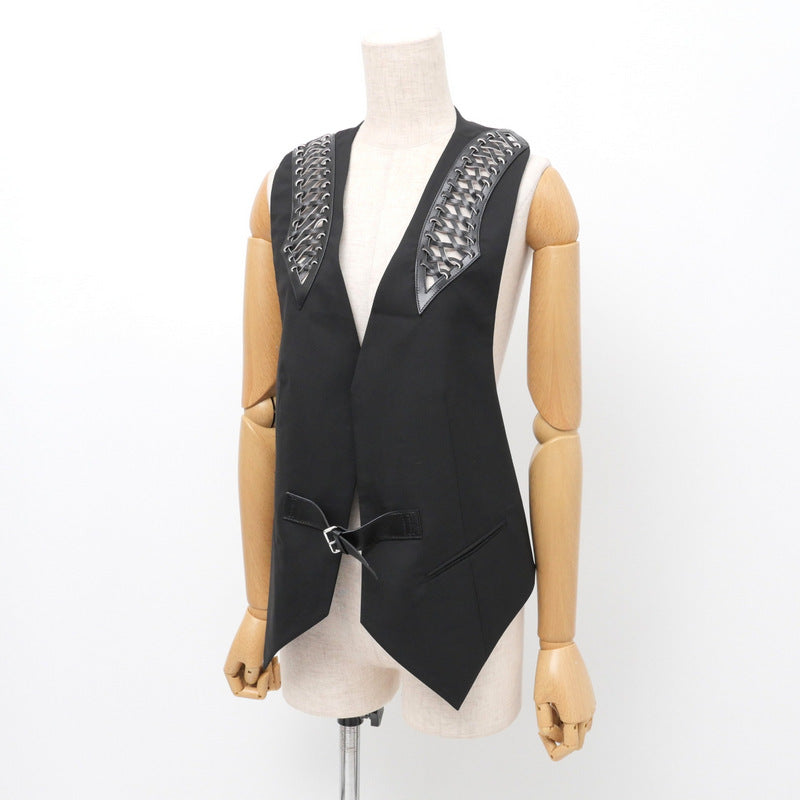 LOUIS VUITTON Vest 95% wool, 5% silk black Women 36