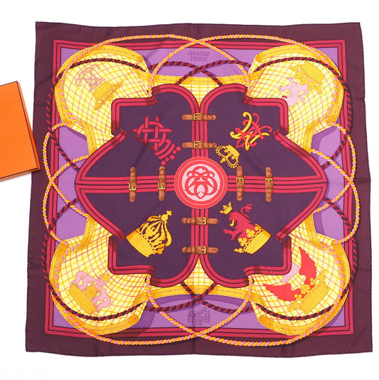 HERMES scarf Twill purple Carre90 GRANDE TENUE Horse dress Women