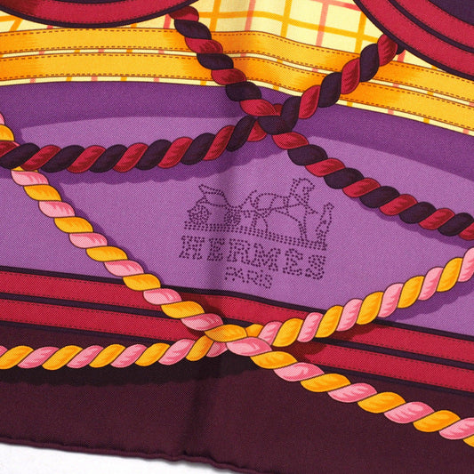 HERMES scarf Twill purple Carre90 GRANDE TENUE Horse dress Women