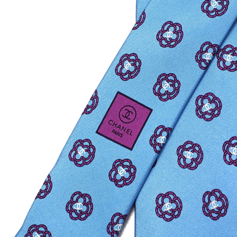 CHANEL tie Twill blue mens