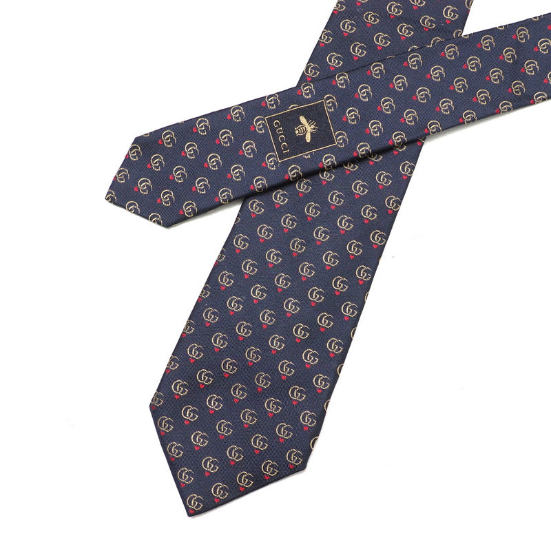 GUCCI tie silk Navy 148x3.1" mens