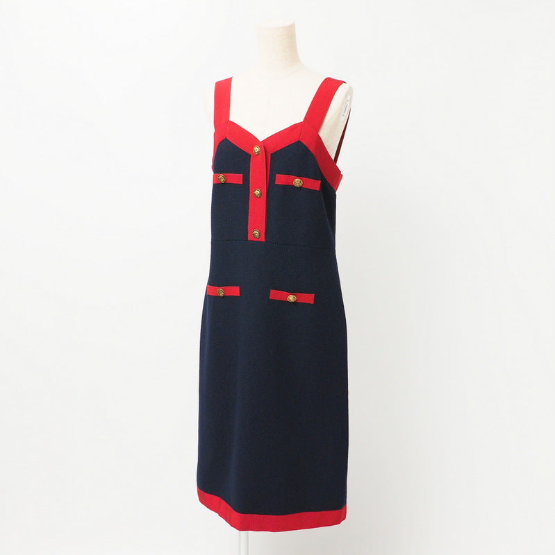 GUCCI one piece 550784 86% wool, 14% nylon Navy x red Women 42