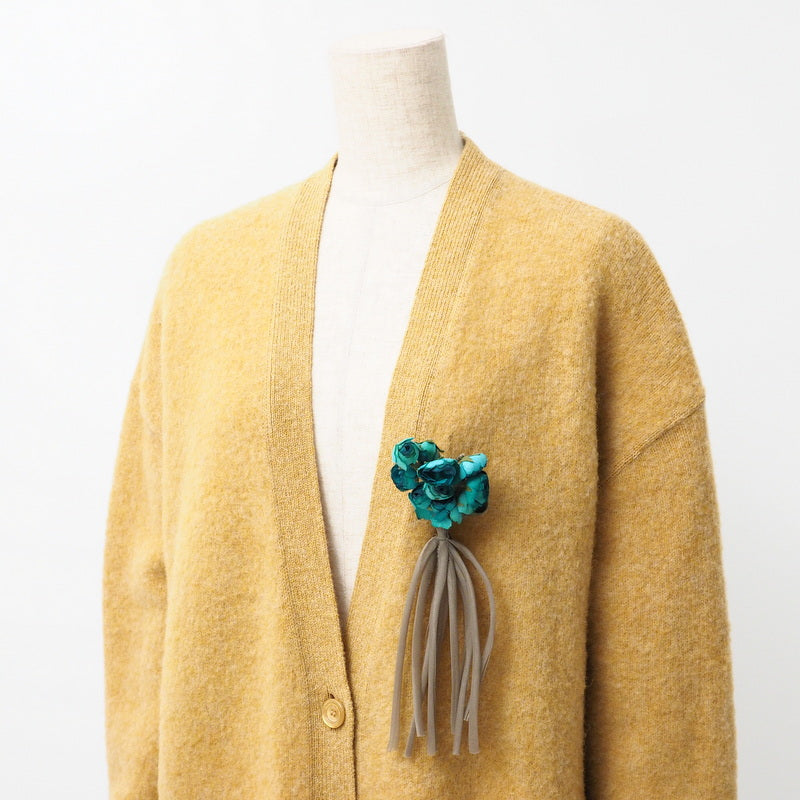 GUCCI cardigan 635162 wool mustard With Brooch Oversize Women M (170/92Y)