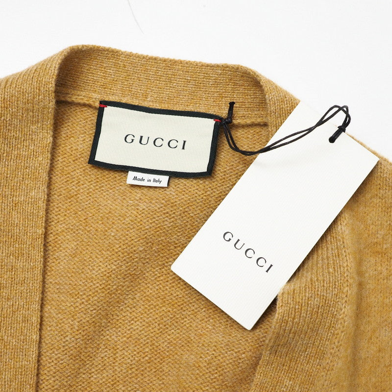 GUCCI cardigan 635162 wool mustard With Brooch Oversize Women M (170/92Y)