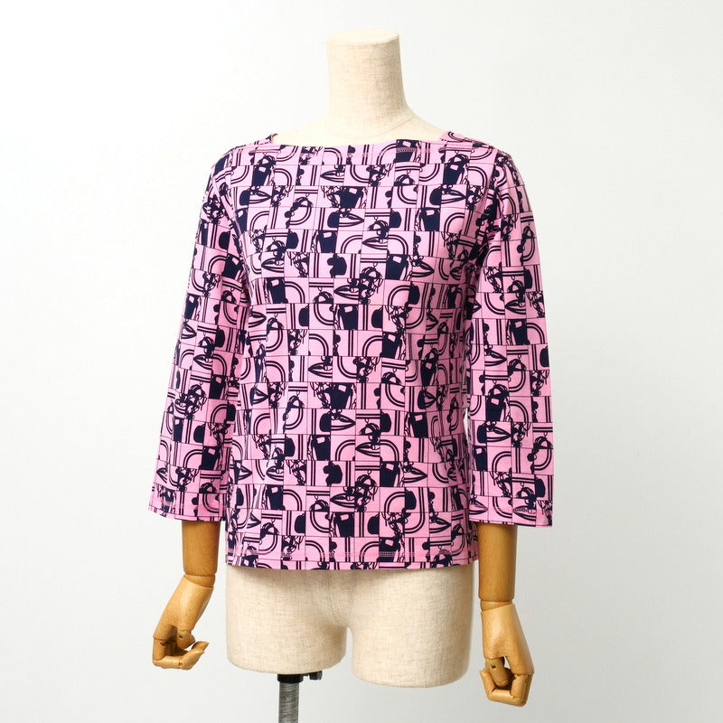 HERMES Cut cotton Pink / navy Women 34