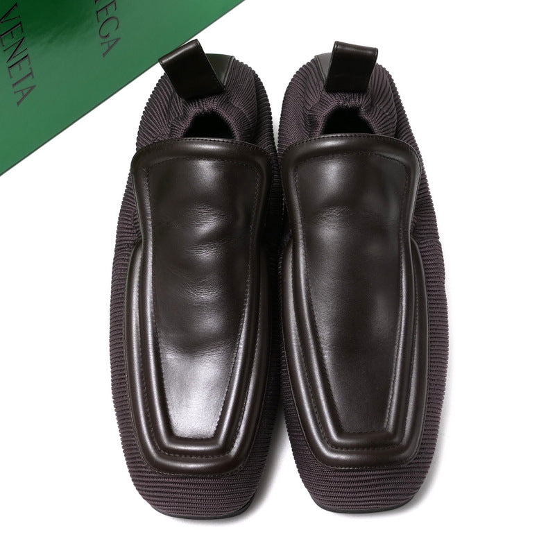 BOTTEGAVENETA Slip-on Leather x Knit Brown mens 43
