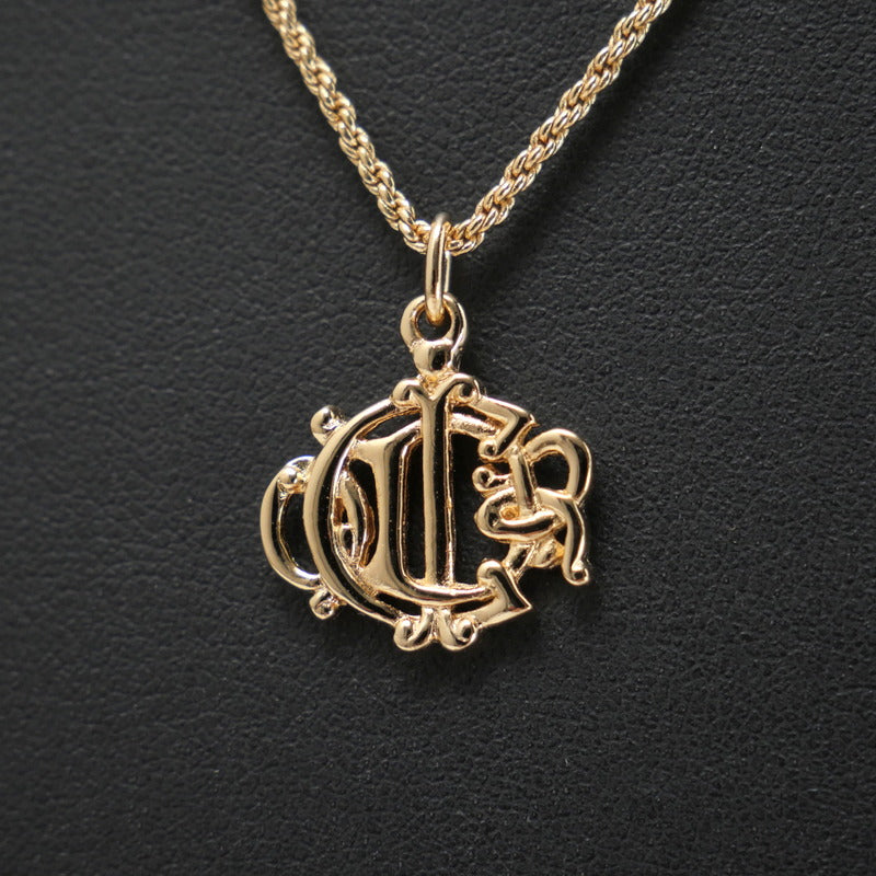 Christian Dior Necklace Gold Plated gold logo Women(Unisex)