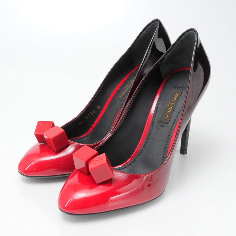 LOUIS VUITTON pumps NL0134 Patent leather Black / red Women 36 1/2