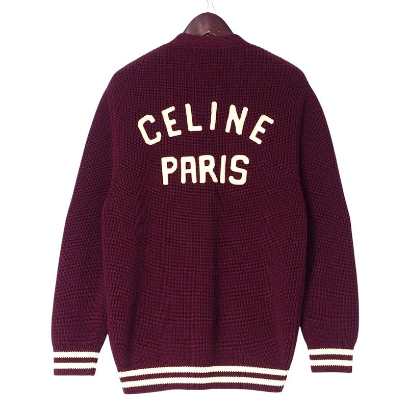 CELINE cardigan 2AD7O192W knit Wine Red/Ivory mens S(165/84A)