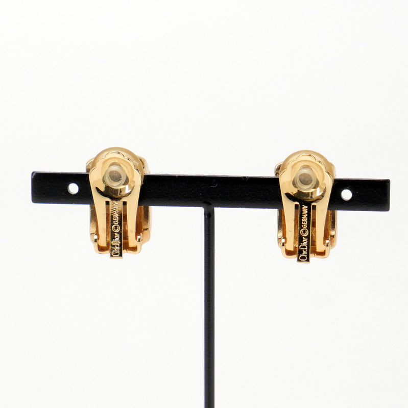 DIOR HOMME Earring Alloy, Enamel, Crystal gold Onyx motif CD logo Women
