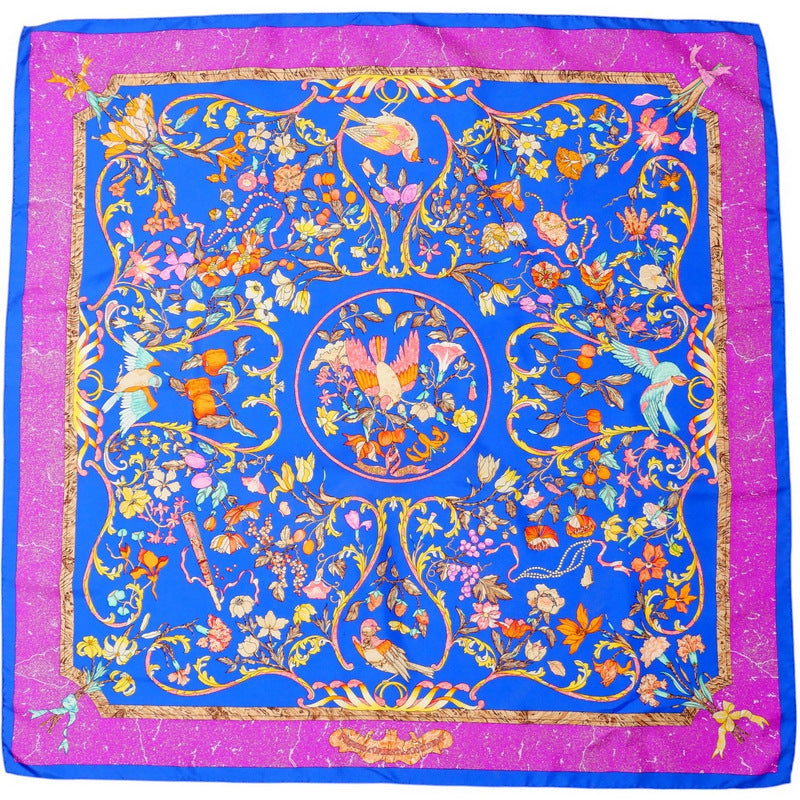 HERMES scarf Twill Blue, purple, etc. Carre90 PIERRES D'ORIENT ET D'OCCIDENT Eastern stone and Western stonework Women