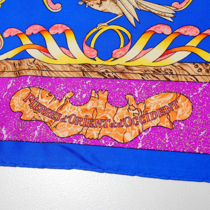HERMES scarf Twill Blue, purple, etc. Carre90 PIERRES D'ORIENT ET D'OCCIDENT Eastern stone and Western stonework Women