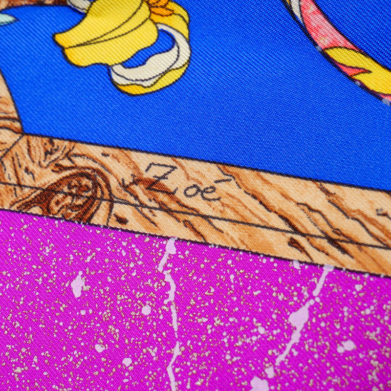 HERMES scarf Twill Blue, purple, etc. Carre90 PIERRES D'ORIENT ET D'OCCIDENT Eastern stone and Western stonework Women