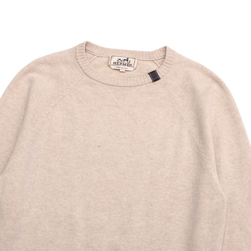 HERMES sweater knit light beige mens XS
