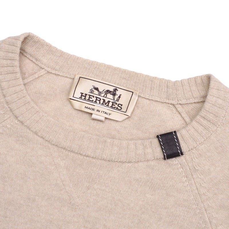HERMES sweater knit light beige mens XS