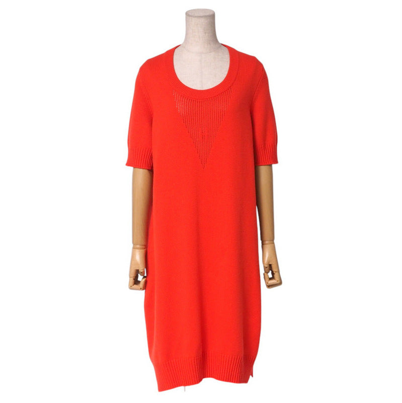 HERMES one piece cashmere Red Women 42