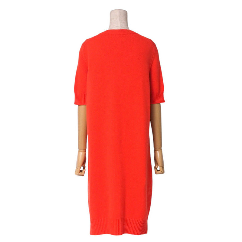 HERMES one piece cashmere Red Women 42