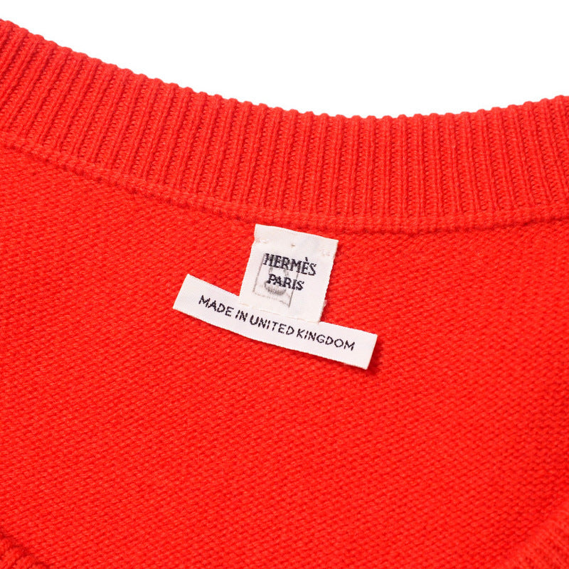 HERMES one piece cashmere Red Women 42
