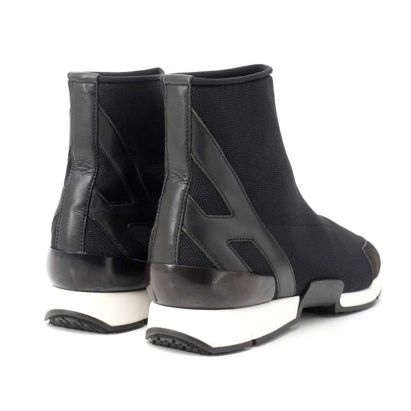 HERMES sneakers 182134Z fabric leather Black x white Women 36.5