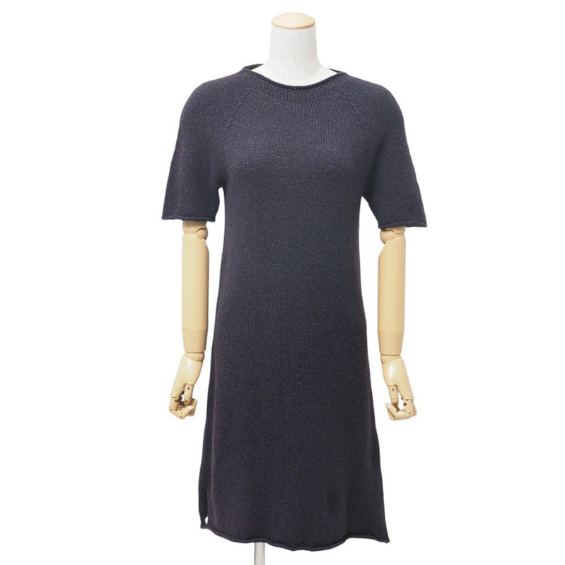 HERMES one piece knit Navy Women 34