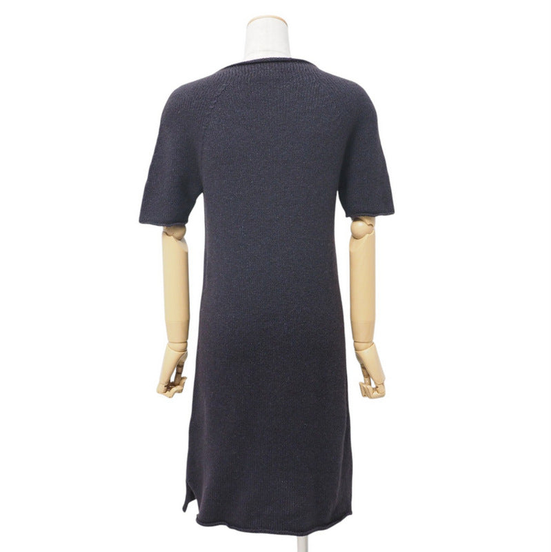 HERMES one piece knit Navy Women 34