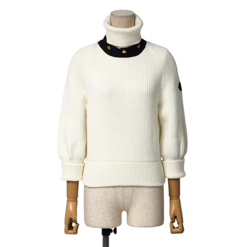 LOUIS VUITTON sweater FJKL15XZQ knit Bicolor white x black gold buttons Women S