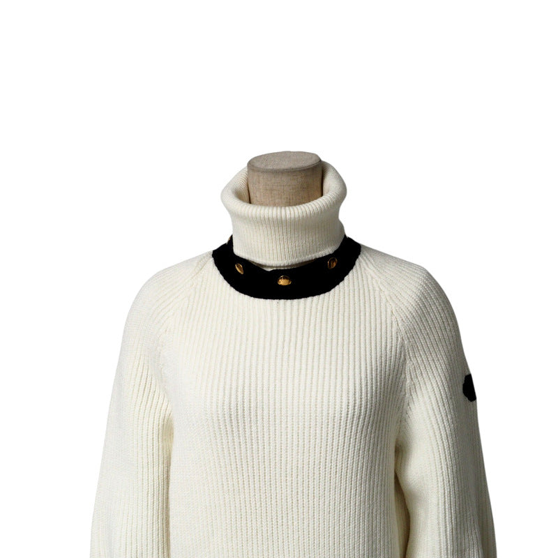 LOUIS VUITTON sweater FJKL15XZQ knit Bicolor white x black gold buttons Women S