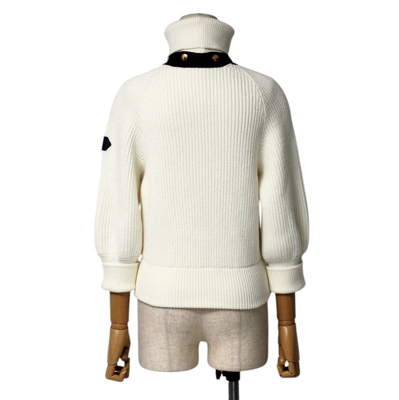 LOUIS VUITTON sweater FJKL15XZQ knit Bicolor white x black gold buttons Women S