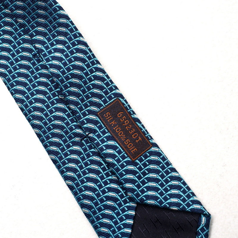 HERMES tie 659230T silk Blue type mens