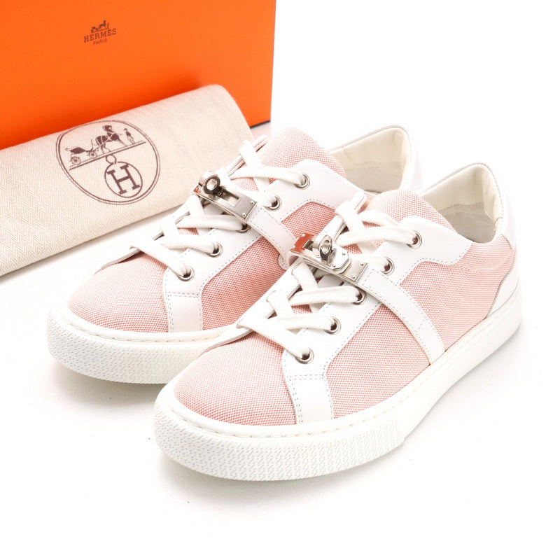 HERMES sneakers Canvas x leather Pink white Day Women 36