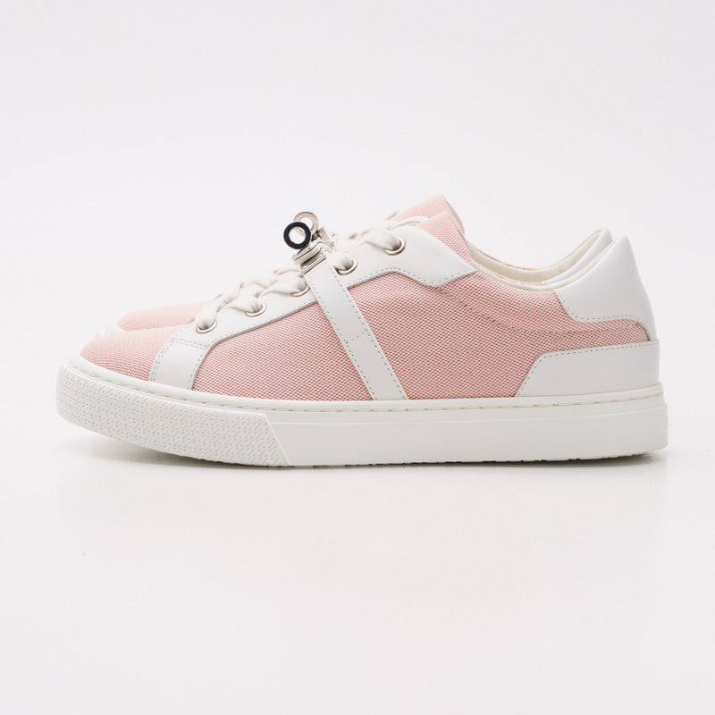 HERMES sneakers Canvas x leather Pink white Day Women 36