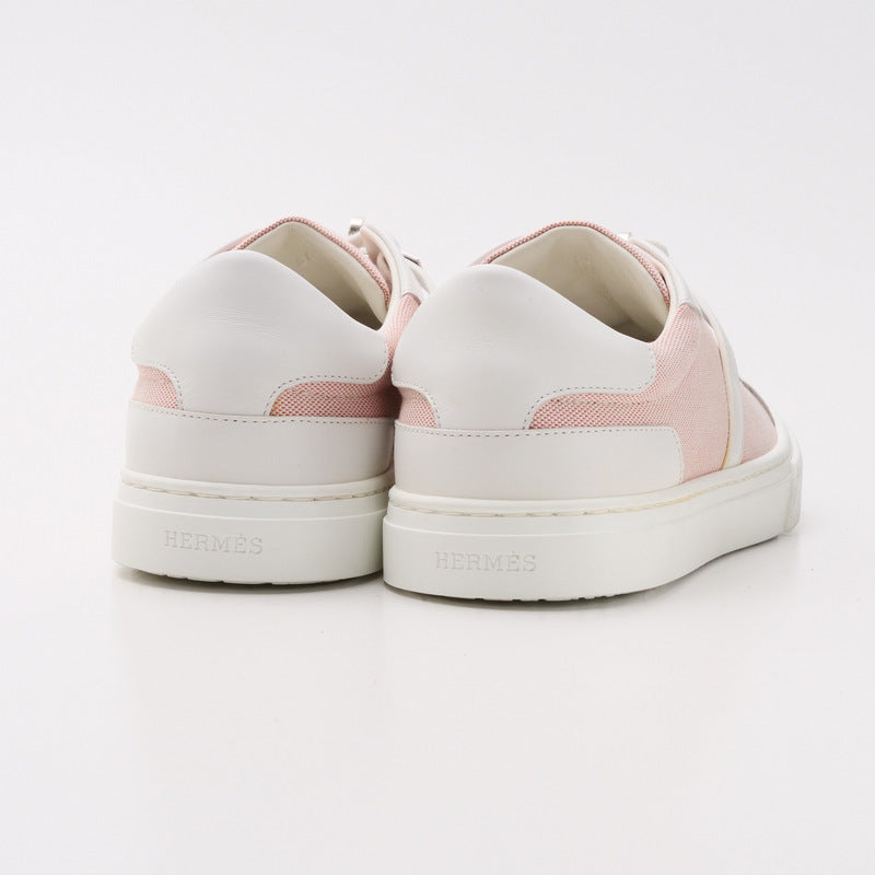 HERMES sneakers Canvas x leather Pink white Day Women 36