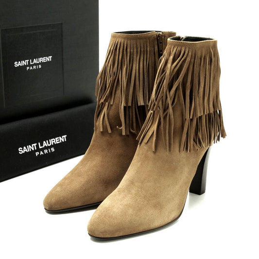 SAINT LAURENT PARIS boots 441319 Suede Brown Women 37.5