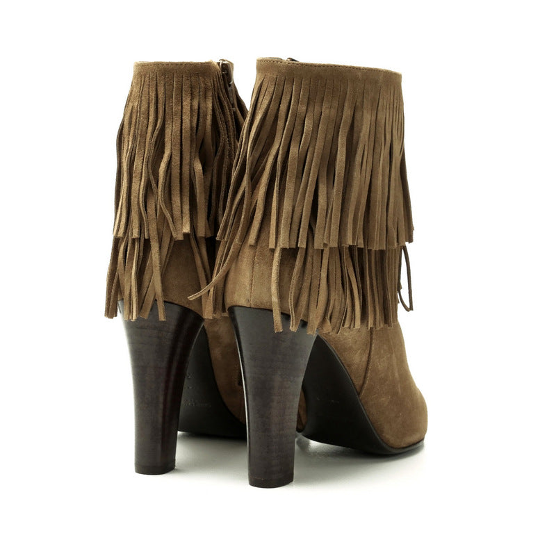 SAINT LAURENT PARIS boots 441319 Suede Brown Women 37.5
